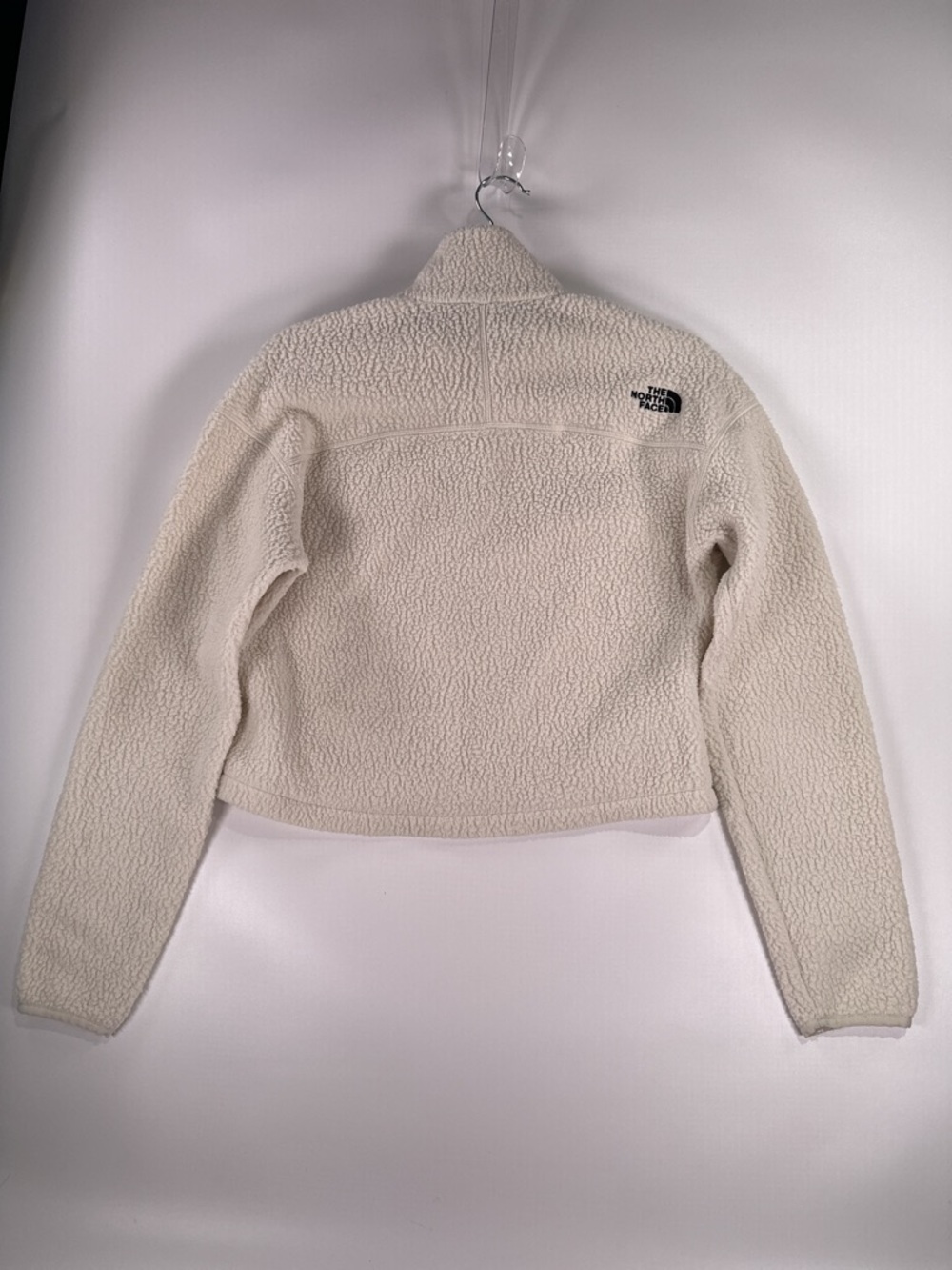 THE NORTH FACE Platte Cropped Sherpa 1/4 Zip Fleece Cream Womens S - Picture 3 of 12